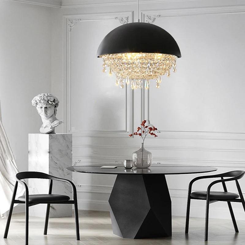 Charming creative crystal hemisphere pendant chandelier - vue 6 sur 18
