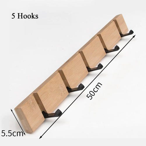 bamboo wall key holder with decorative hooks for organization - vue 10 sur 12