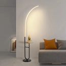 LED floor lamp with minimalist design and storage for reading and relaxation