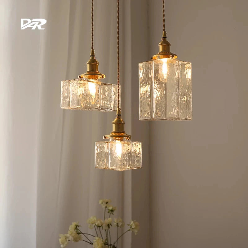 Retro pendant light with glass shade