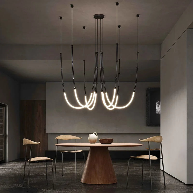 Modern Italian minimalist bamboo LED chandelier