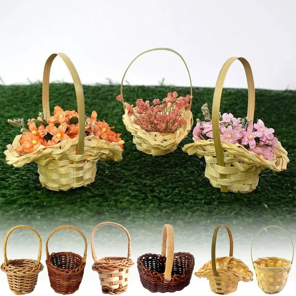 mini woven flower baskets with handle party and wedding decorations