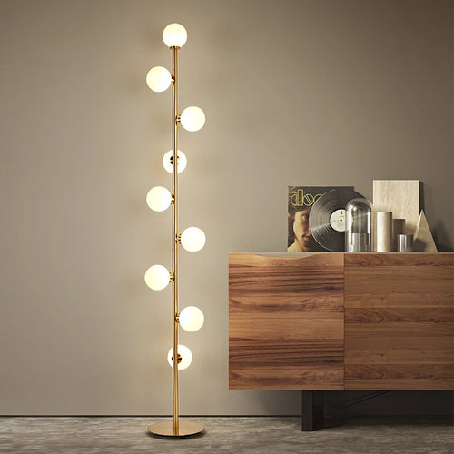 Nordic design decorative glass ball floor lamp with 9 heads - vue 5 sur 7