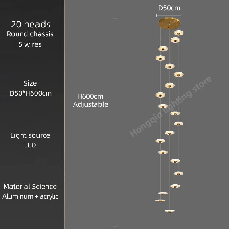 Modern LED chandelier for elegant indoor lighting - vue 21 sur 26
