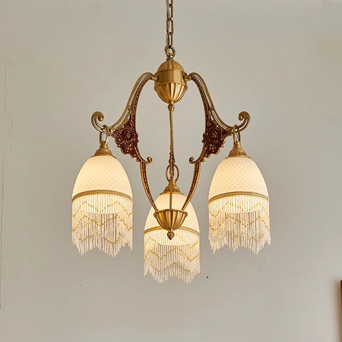 Retro copper chandelier with vintage medieval pendants - vue 4 sur 8
