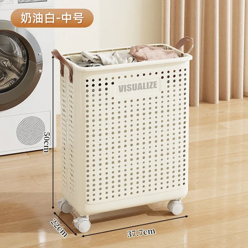 Foldable Laundry Basket, Large Capacity Mobile Laundry Basket,versatile and Durable,bedroom,bathroom,laundry Room, Snack Storage - vue 9 sur 12