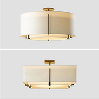 Round Chinese fabric chandelier, retro style for elegant interiors