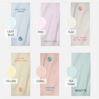 Personalised preppy striped monogram beach towel