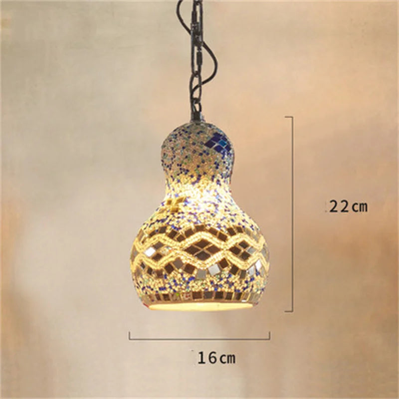 Handmade Turkish mosaic chandelier with romantic art deco style in colourful glass
