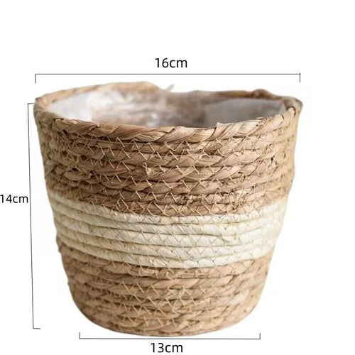 decorative woven grass basket for flowers and storage - vue 11 sur 13