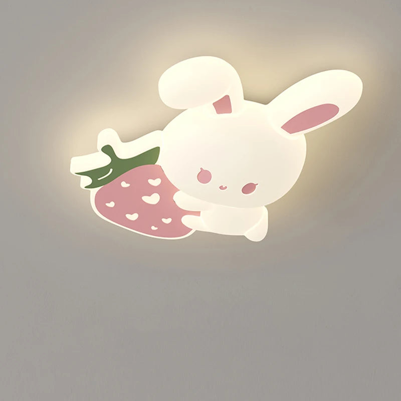 Strawberry rabbit ceiling light for children's room and nursery