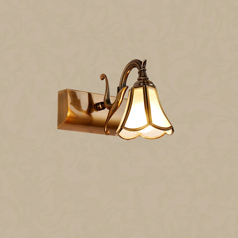 Single head retro bronze glass mirror wall light