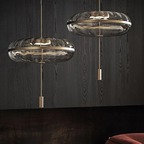 suspension luxe design post-moderne en verre ondulé pour intérieur loft - vue 2 sur 6