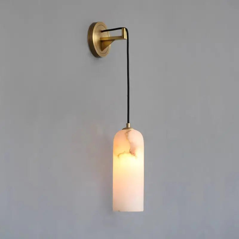 Minimalist natural marble wall light with adjustable cord