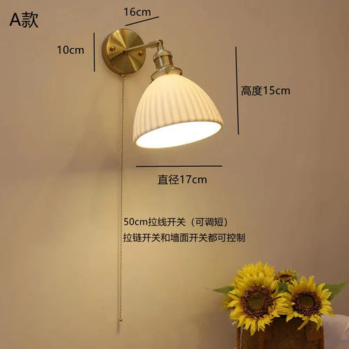 Antique LED wall light with pull switch