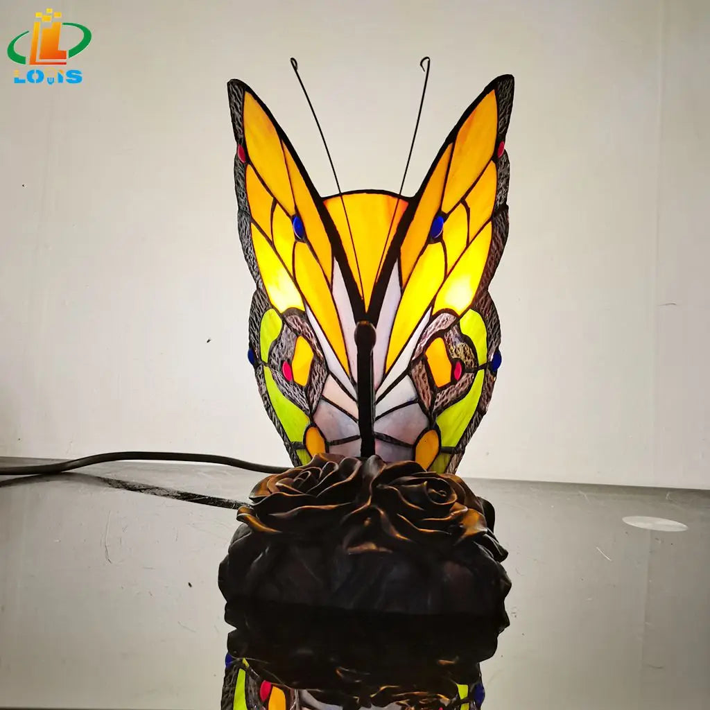 Tiffany style butterfly night light for children and decorative lighting