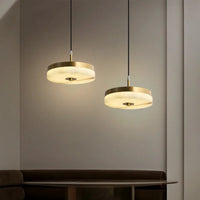 White marble and copper pendant light for elegant interiors