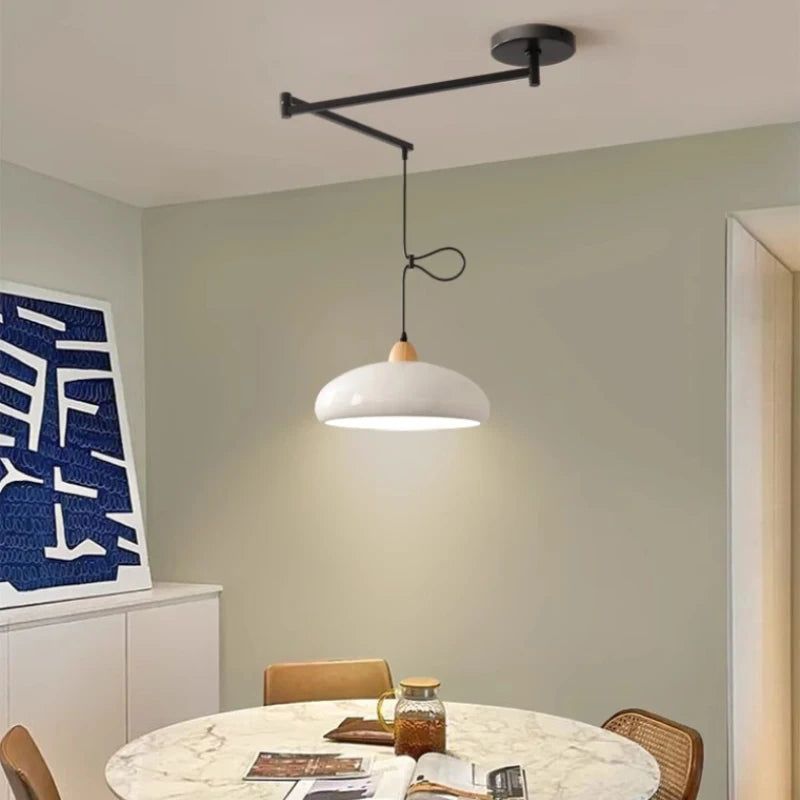 Modern adjustable LED dining table chandelier with telescopic arm