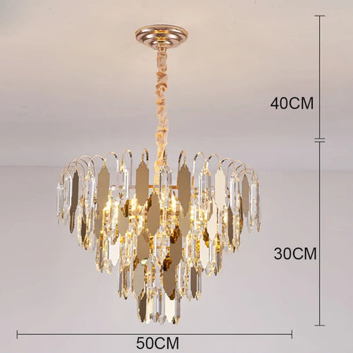 lustre moderne en cristal doré à led design élégant pour intérieur - vue 9 sur 9