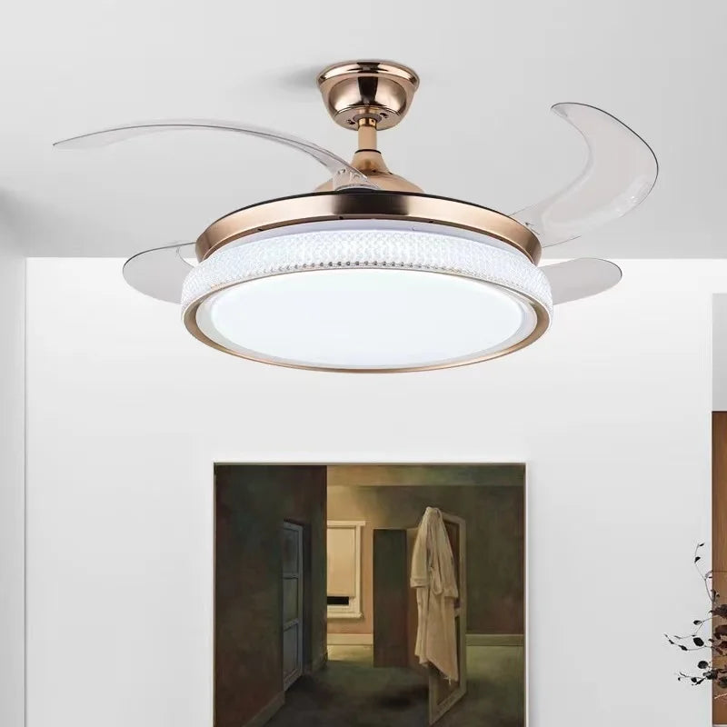 Modern smart LED ceiling light with retractable blades