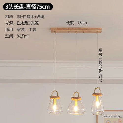 Clear glass art deco style pendant light for indoor lighting - vue 11 sur 11
