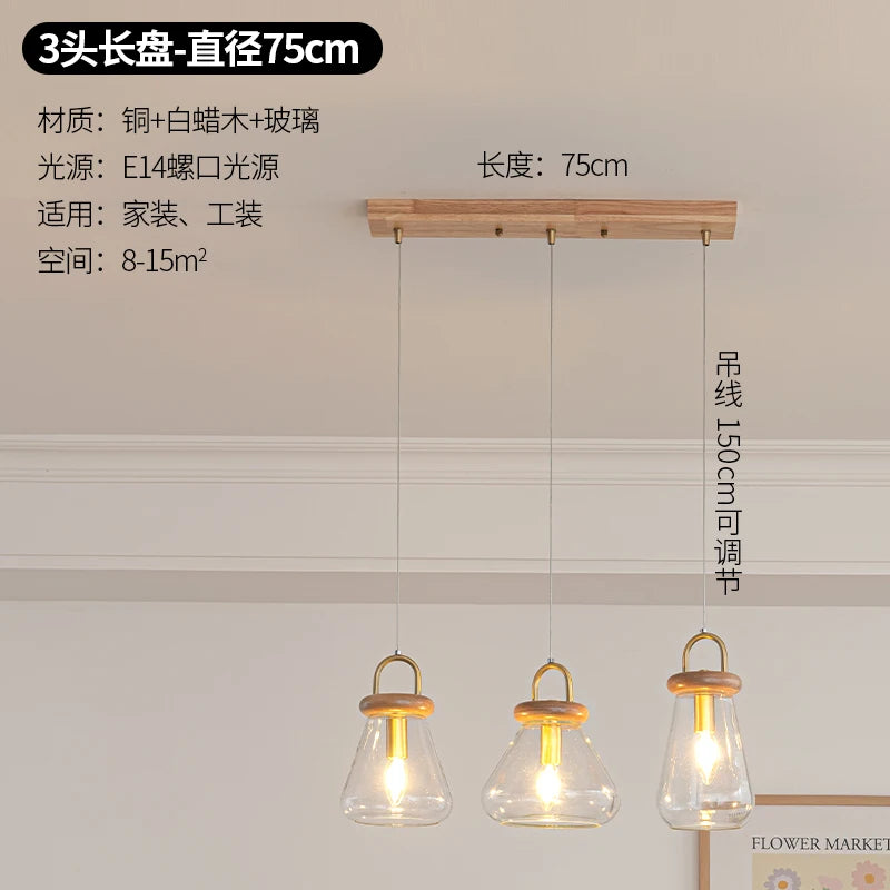 Clear glass art deco style pendant light for indoor lighting