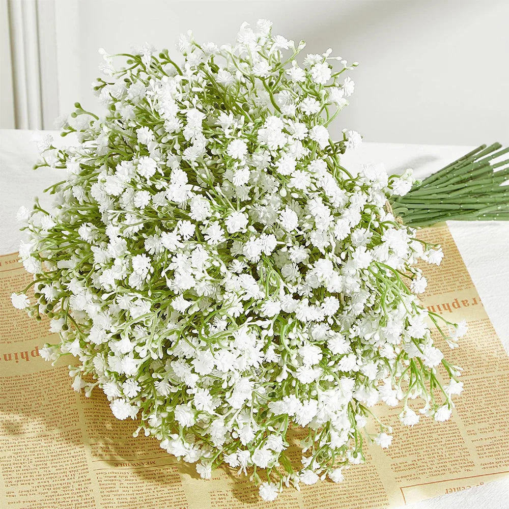Set of 10 or 15 artificial gypsophila flowers for wedding decoration