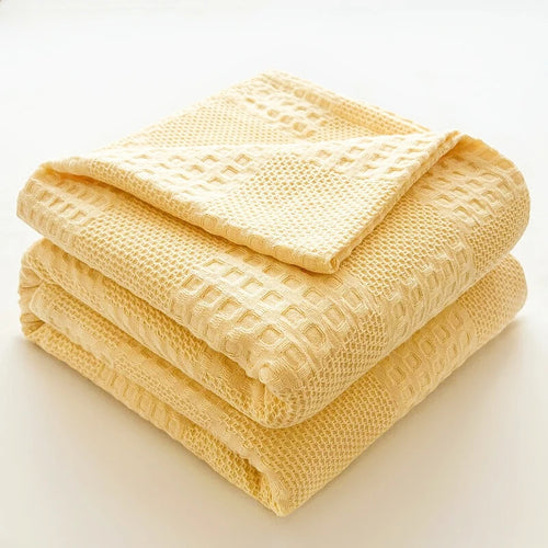 Lightweight decorative waffle cotton throw for living room and bedroom summer