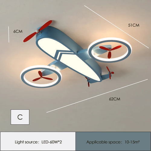 Helicopter ceiling light for modern and cosy children's room - vue 10 sur 9
