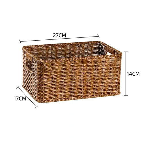 Strong Rectangle Woven Storage Basket with Handles, Waterproof Plastic Baskets for Home Toy Storage, Nest - vue 10 sur 15