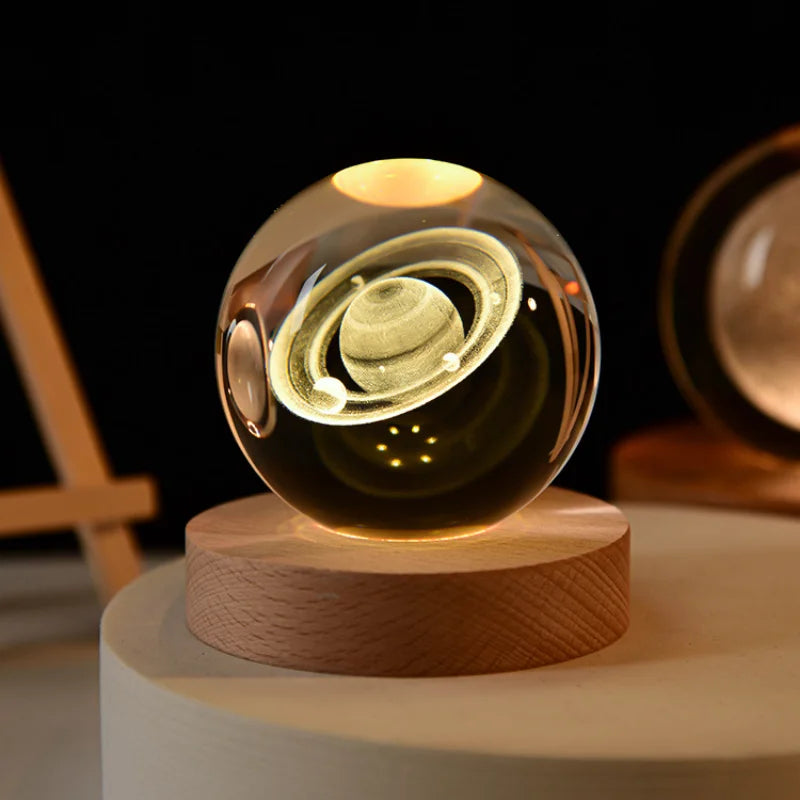 3D crystal ball solar system engraved decorative gift - vue 13 sur 32