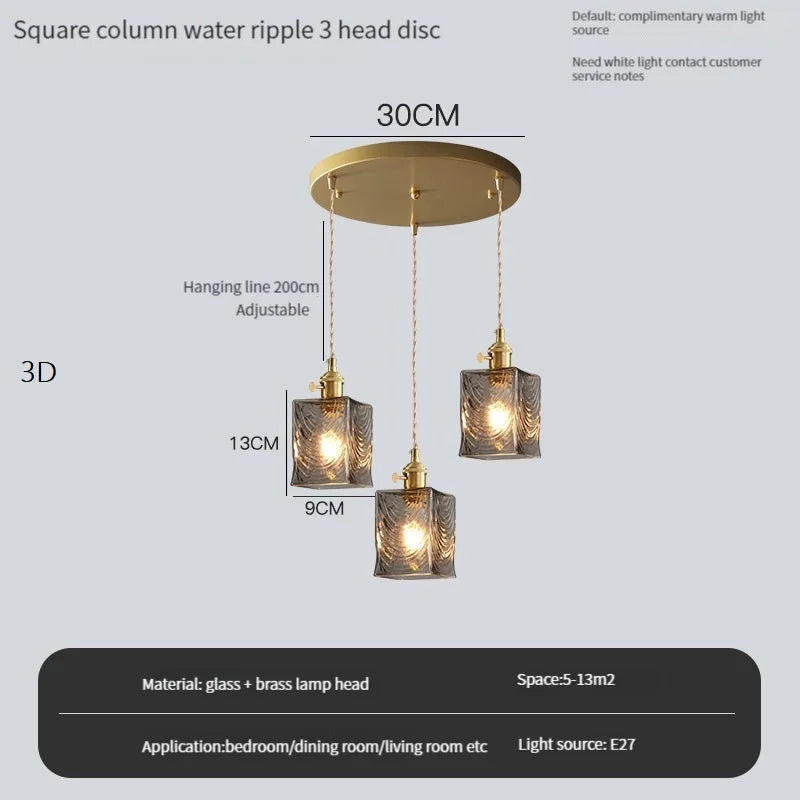 Vintage Edison chandelier with crystal glass shade for bar or loft - vue 19 sur 22