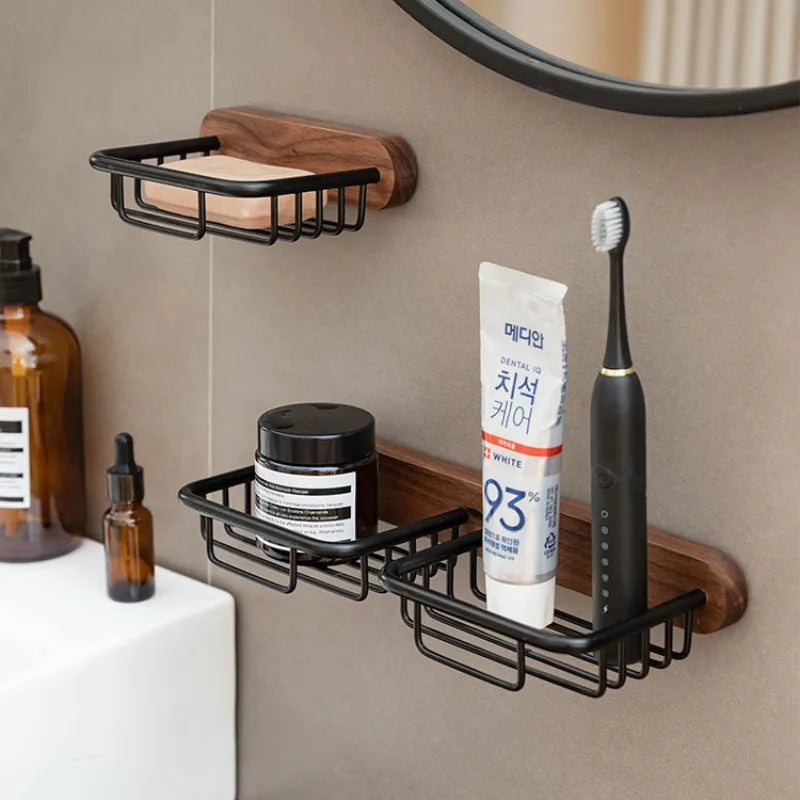 wooden wall shelf for soap storage