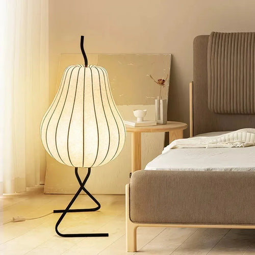 Japanese silk floor lamp wabi sabi for creative interior decoration - vue 3 sur 8