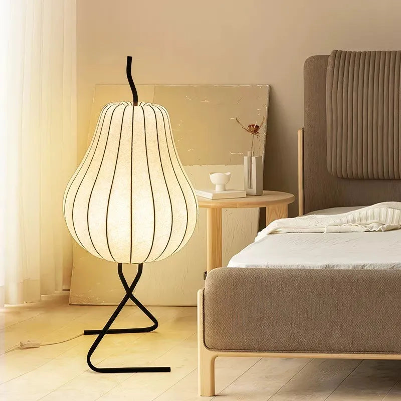 Japanese silk floor lamp wabi sabi for creative interior decoration - vue 2 sur 8