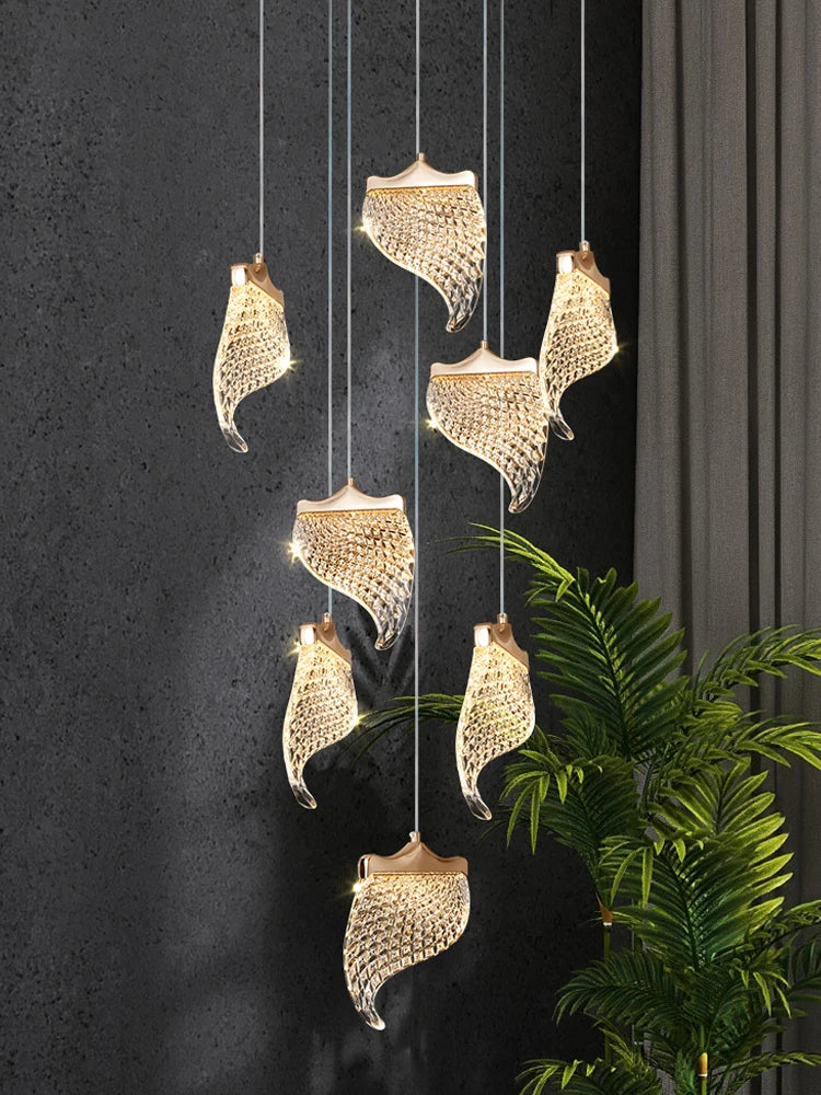 Modern LED chandelier suspended designer lighting for contemporary spaces - vue 3 sur 15
