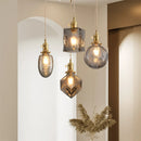 Vintage Edison chandelier with crystal glass shade for bar or loft