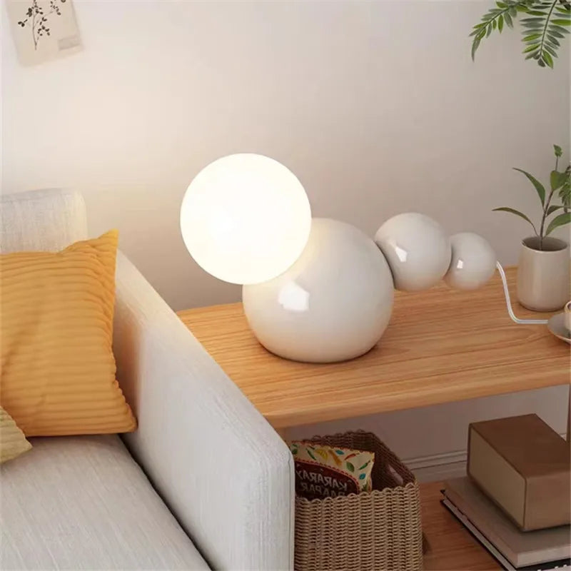 Round glass bedside lamp for home decoration - vue 4 sur 8