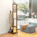 HOMCOM full body mirror with wheels bar shelf 35.5x49.5x167.8 cm Walnut