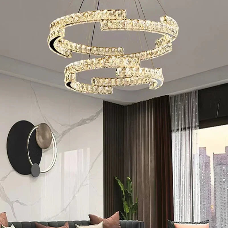 Modern crystal LED chandelier with elegant design for interiors