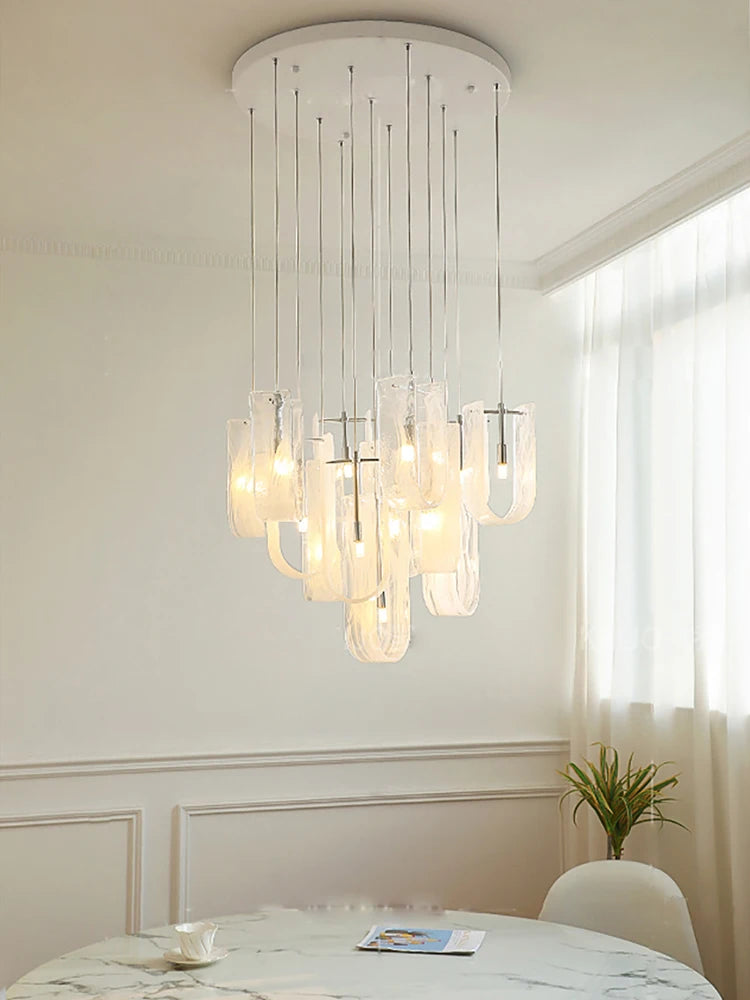 Modern French misted glass chandelier for living room