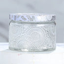 embossed glass candle jar with lid for aromatherapy