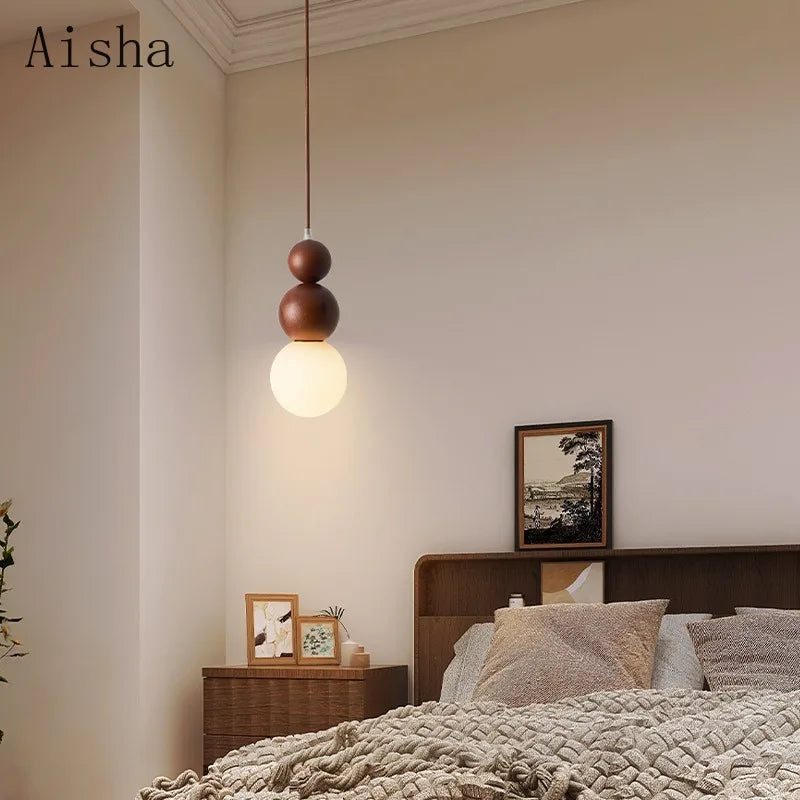Japanese solid wood pendant light wabi sabi style for interiors