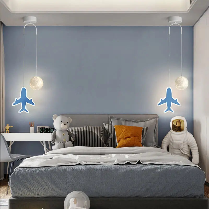 Creative children's pendant light with remote control dimming star cloud moon