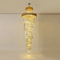 Luxury spiral LED crystal chandelier for high ceilings