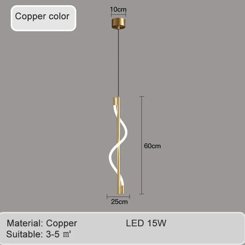 Luxury spiral pendant light with LED dimming remote control