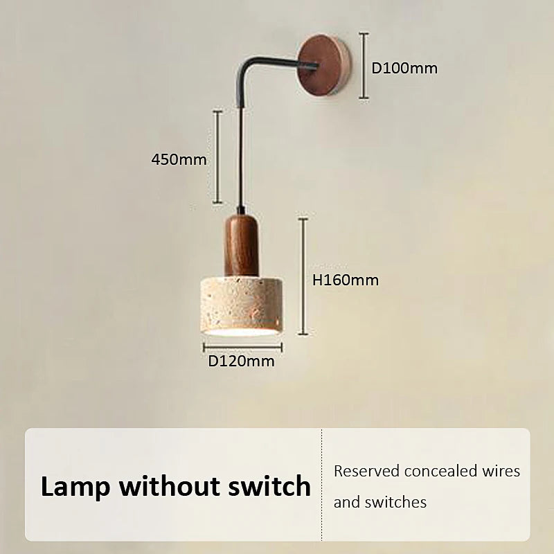Wabi sabi style natural stone LED wall light