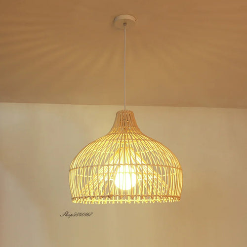 Japanese rattan pendant light for Asian restaurant pastoral style