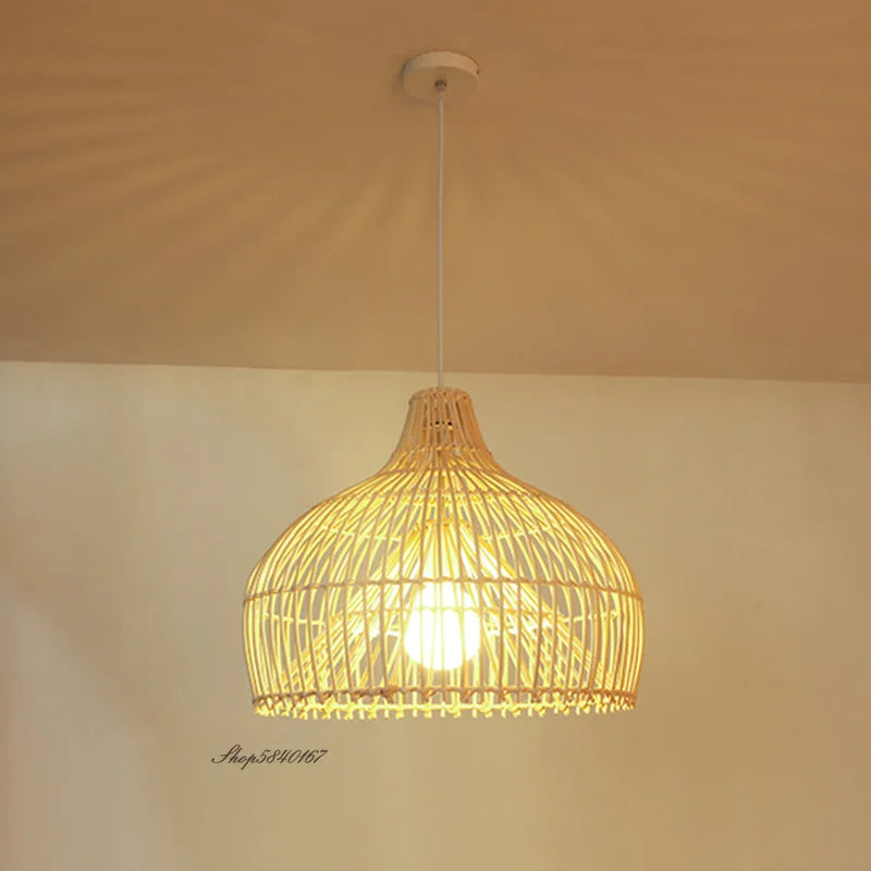 Japanese rattan pendant light for Asian restaurant pastoral style