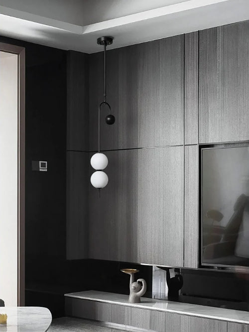 Iron and glass LED chandelier for interior decoration - vue 6 sur 8